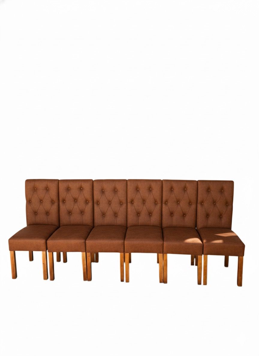 Vitelio - Pack 6 Sillas De Comedor De Madera Capitonés