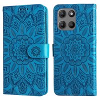 Funda Tipo Cartera Foxdock Para Motorola Moto G15 Power , Diseño Girasol En Relieve, Cuero Pu, Cierre Magnético, Soporte Y Tarjetero