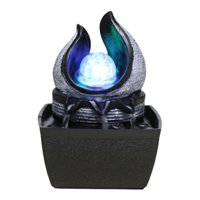 Magideal - Fuente De Agua De Resina Con Luces Multicolores, Artesanías, Simulación De Paisaje, Adorno Zen Para , Meditación, Oficina, Decoración De A