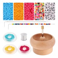 Magideal - Herramienta De Cordón De Cuentas Giratorias Con Bandejas Intercambiables Rápidas, Juego De Cuentas Giratorias Para Hacer Bricolaje, Cordón De Cuentas