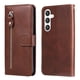 thumbnail image 1 of Funda tipo cartera para Samsung Galaxy S25 Plus con bolsillo con cremallera y ranuras para tarjetas – Función de soporte Marrón, 1 of 6