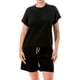 thumbnail image 2 of Saronite Conjunto de Camiseta y Shorts Monocromáticos de Manga Corta con Cuello Redondo de Algodón, Color Gris Claro (para Mujer), 2 of 5