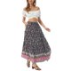 thumbnail image 2 of INSPIRE CHIC Falda Maxi de Verano para Mujer con Cintura Alta Elástica, Volantes, Estampado Floral Bohemio, Línea A, Bolsillos, Talla S, Azul Oscuro, 2 of 6
