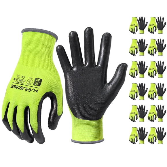 Guantes de trabajo MANUSAGE XXL amarillos recubiertos de nitrilo, 12 pares