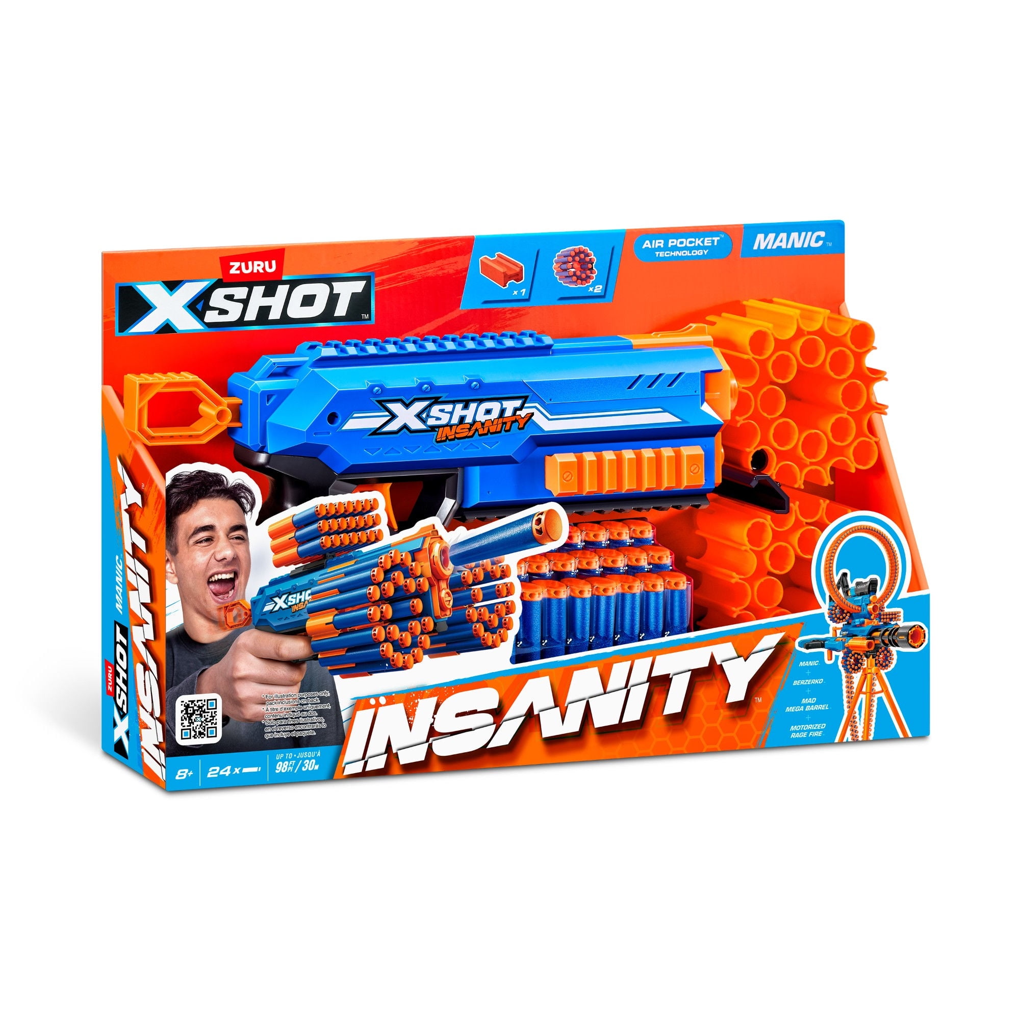 X-Shot - Lanzador De Dardos Insanity Manic Con 24 Dardos