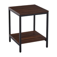 Klik Muebles - Velador Mesa Auxiliar Lateral De 2 Niveles - Madera Oscura Walnut