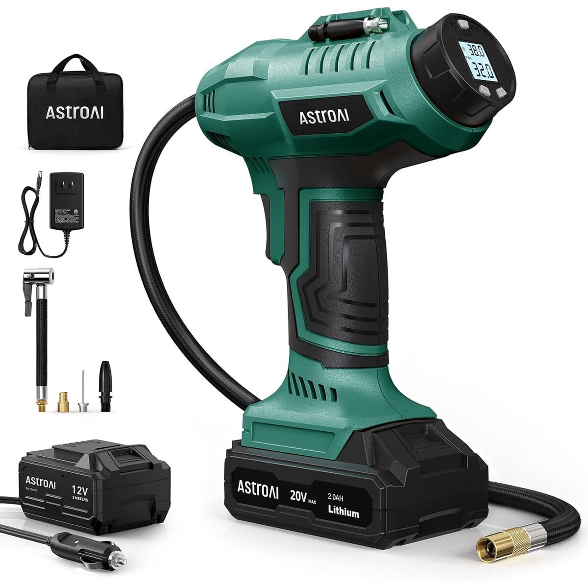 Inflador De Neumaticos Astroai C2 20v 160psi Lcd Portatil