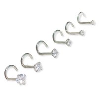 Elbauldejuma - Set De 6 Piercing Pack Nostril Punto De Luz Tipo S Plateado