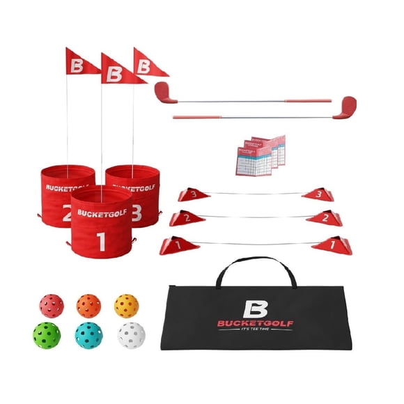 Juego de golf Backyard, juego original de 3 hoyos, Bucketgolf