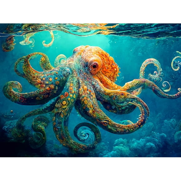 Rompecabezas Cross & Glory Deep Blue Octopus Odyssey 1000 piezas