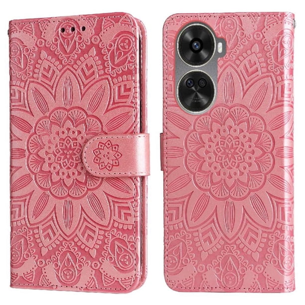 Funda tipo cartera FOXDOCK para Huawei Nova 11 SE , diseño girasol en relieve, cuero PU, cierre magnético, soporte y tarjetero