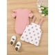 thumbnail image 5 of Cute & Stylish Baby Girls Outfit - Flutter Sleeve Onesie Romper & Polka Dot Bear Embroidery Suspender Dress Set, 5 of 5