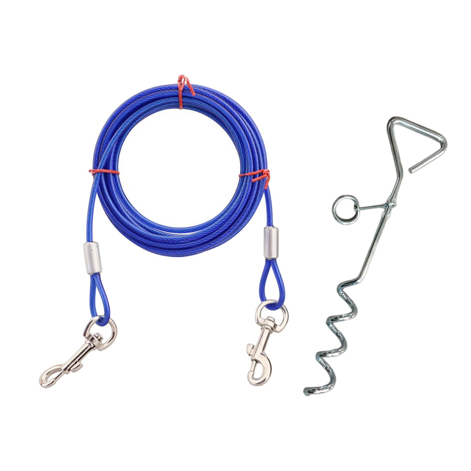 Magideal - Cable De Para Perros Y Cadena Para Perros De Estaca, Resistente Al Óxido, Para Perros, Correa Para Perros Y Estaca Para Exteriores, Cable De 500cm Azul