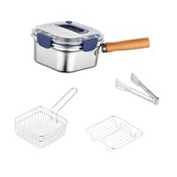 Bothyi - Olla Pequeña Para Freír, Multifuncional, Cuadrada, Para Pescado Y Patatas Fritas, Tapa Azul