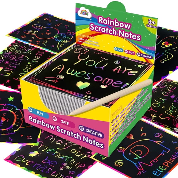 Notas De Arte Para Raspar Arcoíris 125 Tarjetas Mágicas Para Niños