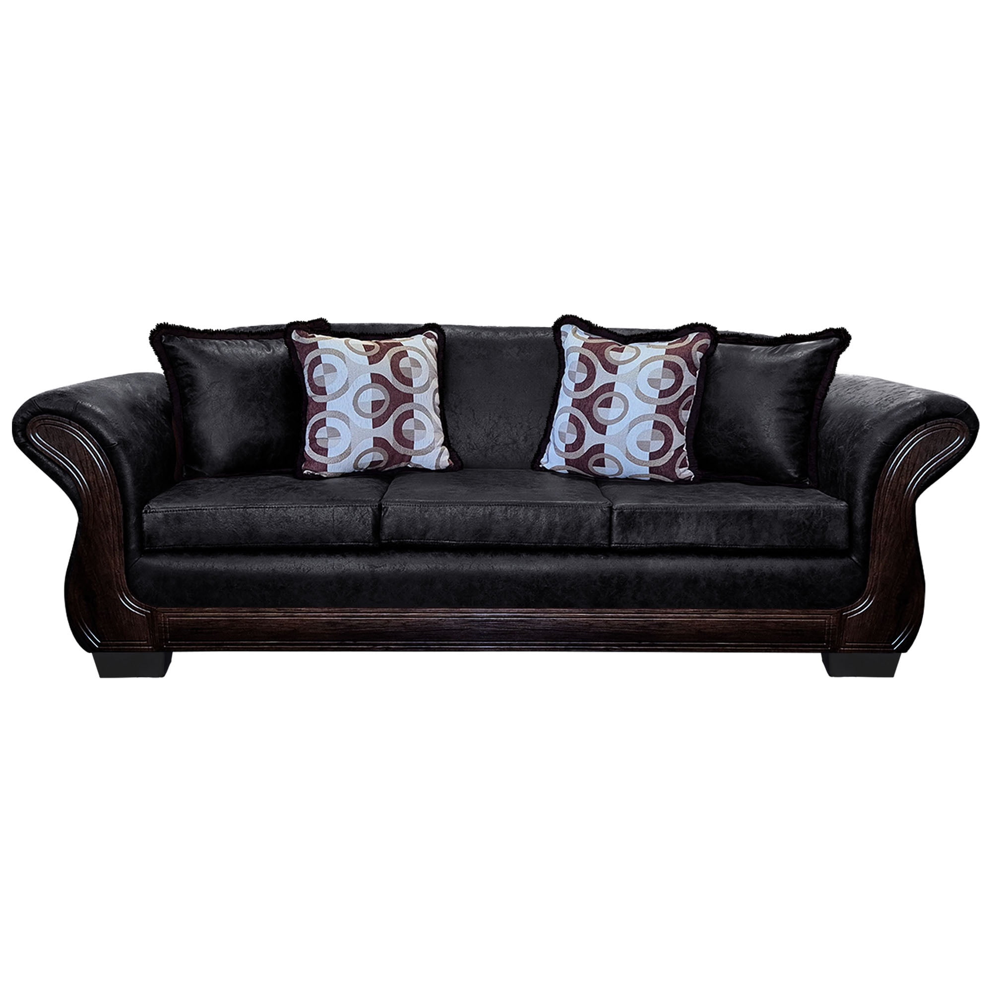 América Decora - Sofá Con Resorte Estructural 4 Personas Finis Envejecido Negro