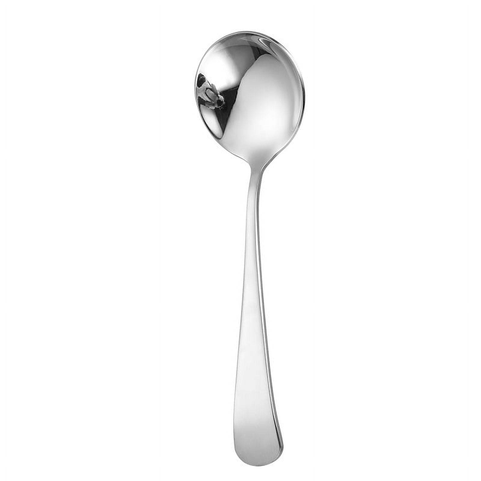 Xmhytop 4 Piezas Cucharas Redondas De Acero Inoxidable Platado, 15.8*4.3cm - Ideal Para Sopas, Guisos Y Servicio Elegante En Hogar Y Restaurantes
