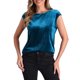 thumbnail image 1 of INSPIRE CHIC Blusa de Terciopelo para Mujer con Manga Corta Oficina Casual Básica Cuello Redondo Camiseta XS Azul Pavo Real, 1 of 6