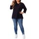thumbnail image 2 of Agnes Orinda Conjuntos de Halloween para Mujeres Tallas Grandes Tops de Escuela Universitaria 3/4 Manga Blusa Casual Elegante de Punto a Rayas Cuello Asimétrico Camiseta de Moda 4X Púrpura Negro, 2 of 6