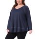 thumbnail image 4 of Agnes Orinda Conjuntos de Halloween Tallas Grandes Top de Punto de Gofre para Mujeres Cuello en V Manga Larga Dobladillo de Retazos Suéter de Punto Blusas 4X Azul Marino, 4 of 6