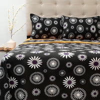 Sábanas De Polar Composé 2 Plazas / Flor Negro Salmón – Doral