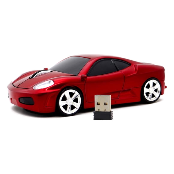 Ratón inalámbrico Ai5G con forma de coche deportivo 1600DPI USB 2.4GHz rojo