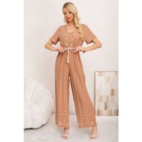 Likeshop - Enterito Mujer Casual Pierna Ancha Bordado Cuello V 3350