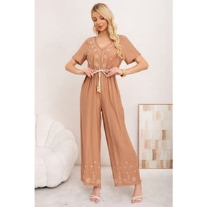 Likeshop - Enterito Mujer Casual Pierna Ancha Bordado Cuello V 3350