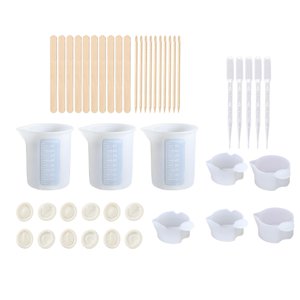 Magideal - Kit De Herramientas De Tazas Para Mezclar De Resina, Tazas Graduadas De Silicona , Con Pipetas, Varillas Para Mezclar Para Bricolaje, - 43 Piezas