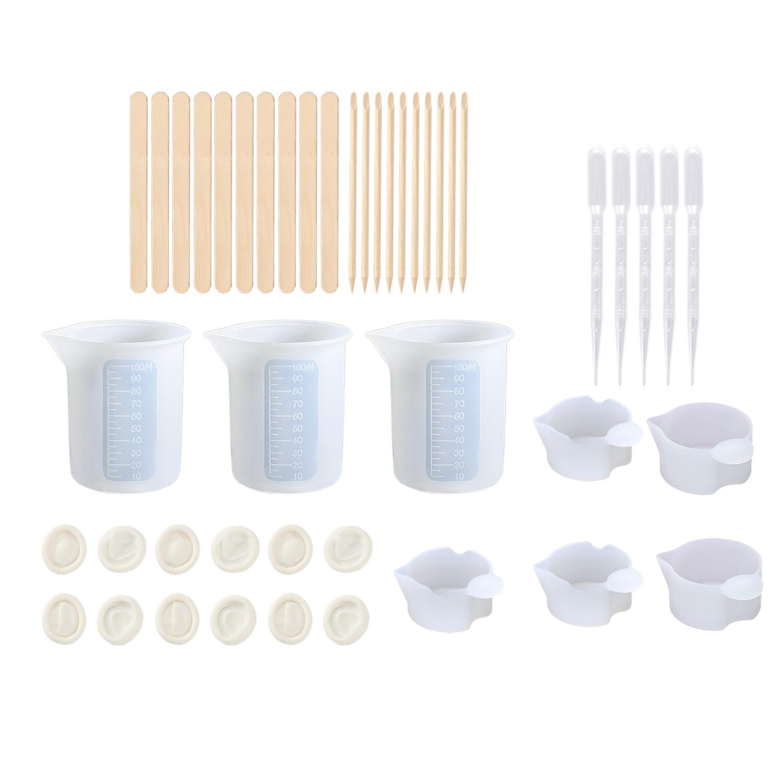 Magideal - Kit De Herramientas De Tazas Para Mezclar De Resina, Tazas Graduadas De Silicona , Con Pipetas, Varillas Para Mezclar Para Bricolaje, - 43 Piezas
