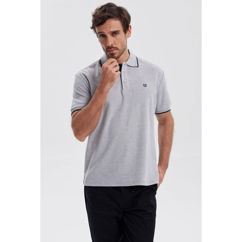 Fashionspark - Polera Hombre Piqué Básica Lisa Gris Melange - V