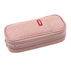 Magideal - Estuche De Gran Capacidad Para Bolígrafos, Papelería, Cosméticos Y Estuche Con Cremallera. Rosa Gris