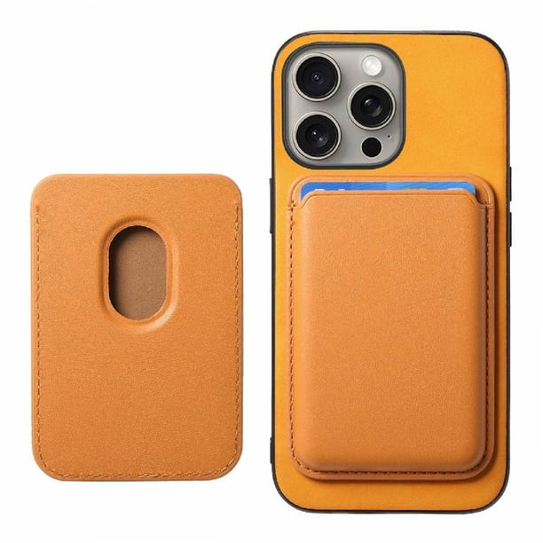 Funda de Cuero Magnética con Tarjetero para iPhone 16 Pro Cubierta Delgada Amarillo