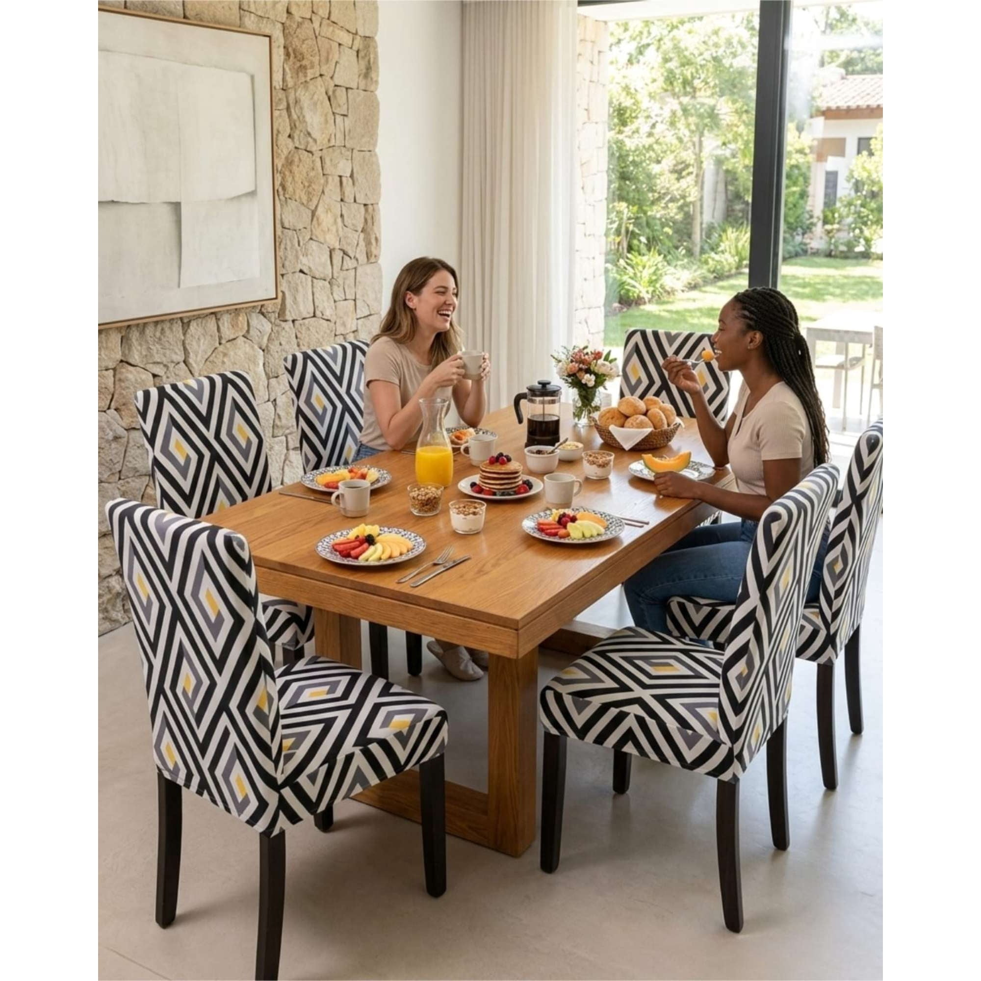 Mylhogar - Pack De 6 Fundas Elasticas Para Sillas Con Diseño Moderno