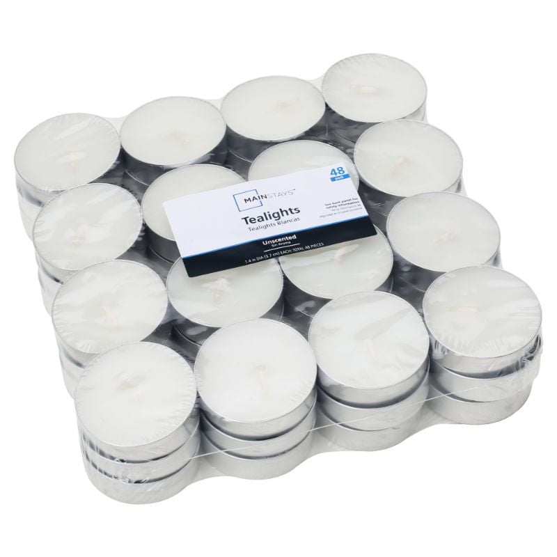 Mainstays - Velas Pack 48 Unidades Tealight Sin Fragancia Blanco