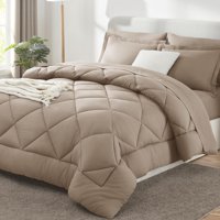 Juego De Edredón Cozylux Queen Khaki Con Sábanas, 7 Piezas