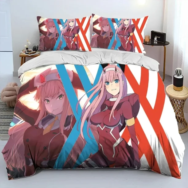 Zero Two DARLING In The FRANXX Bedding Set Duvet Cover Bed Set Quilt Cover Pillowcase Comforter Boys Adult Bed Sheets