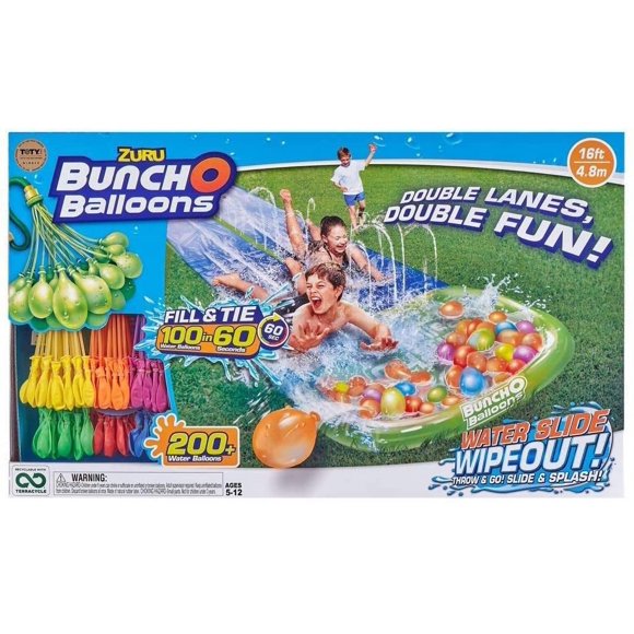 Tobogán acuático Bunch O Balloons Wipeout 2 Lane +165 globos