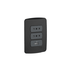 Schneider - Cargador Usb + 2 Enchufes Grafito Miluz