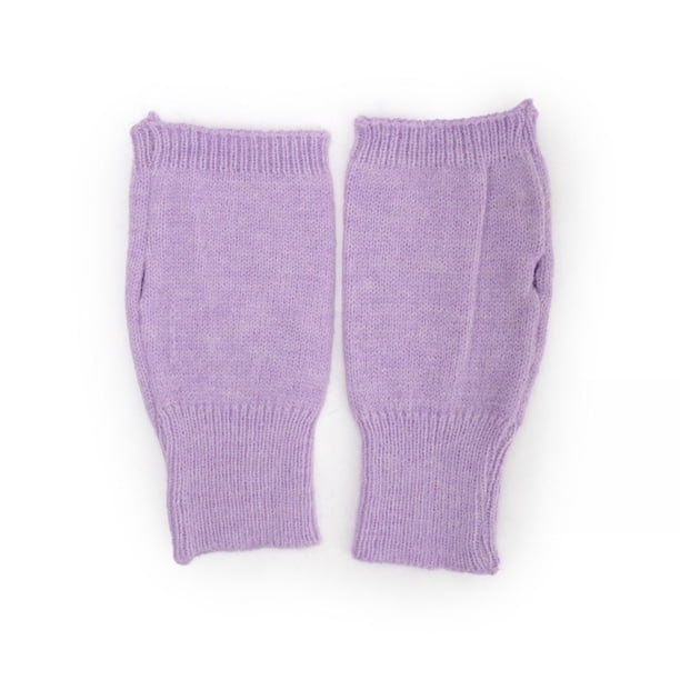 Guantes mitones cortos de lana lila Talla Única