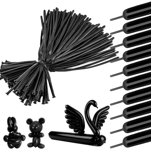 Globos negros YXYL 260, 100 piezas, largos de látex para fiestas