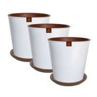 Pottery - Set De 3 Macetas Zaia 26 Cm Blanco Matte Y Sus Platos