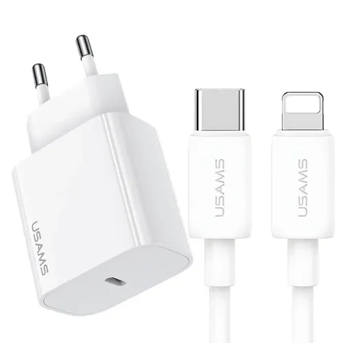 Cargador Para Celular Usb Tipo C Pd 20w Certificado Sec + Cable Para Lightning iPhone 11 12 13 14 Usams Tz02