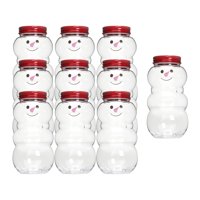 Magideal - 10X Muñeco De Nieve Botellas De Jugo Navidad 500Ml Transparente Para Escalada Camping Rojo