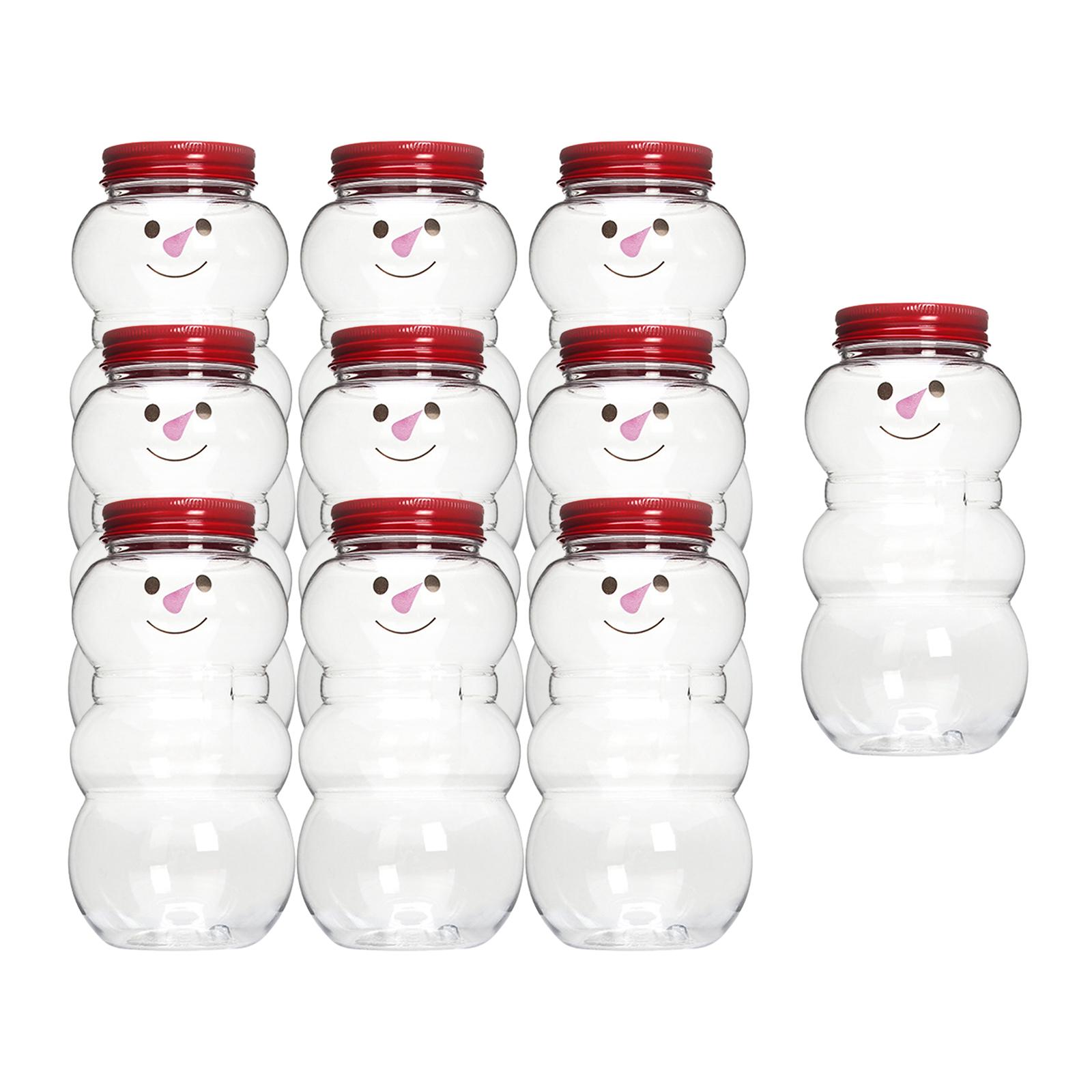 Magideal - 10X Muñeco De Nieve Botellas De Jugo Navidad 500Ml Transparente Para Escalada Camping Rojo