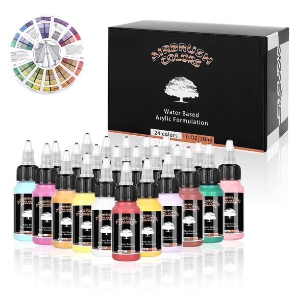 Pintura acrílica para aerógrafo SAGUDIO 24 colores 30 ml impermeable