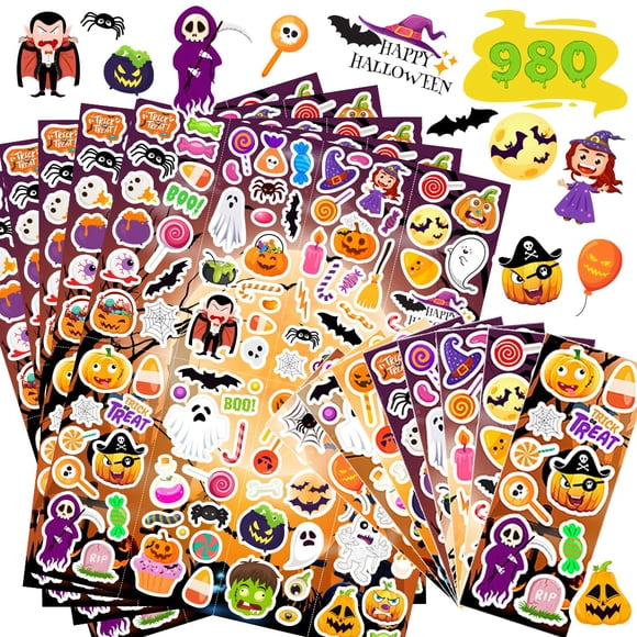 Pegatinas SWARKOL Halloween, 980 unidades, para regalos de fiesta infantiles
