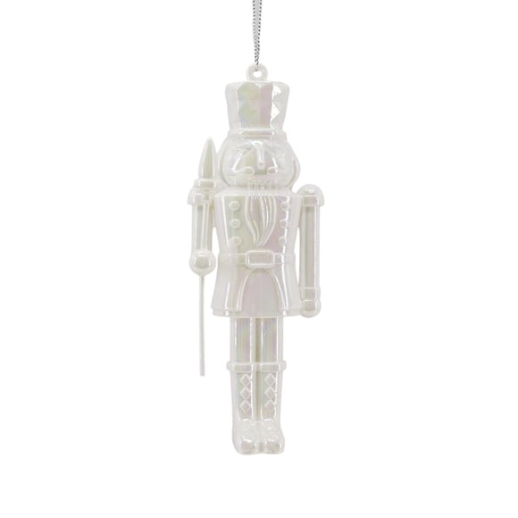 Colgante navideño cascanueces blanco iridiscente