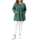 thumbnail image 4 of Agnes Orinda Blusa de Túnica para Mujer de Talla Grande para Escuela o Universidad, Cuello Redondo, Manga Larga, Plisada, Decoración de Botones Henley, con Bolsillos 1X Verde Oscuro, 4 of 8