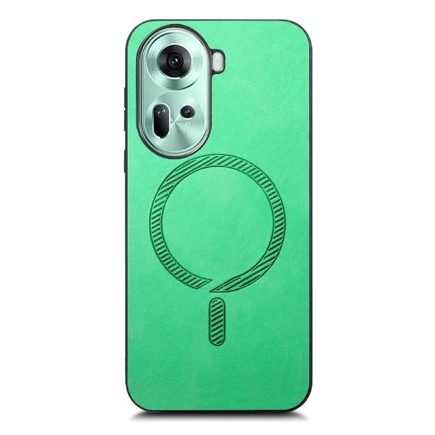 Magnetic Slim Case for OPPO Reno 11 5G with Camera Guard & Anti-Scratch Back Green